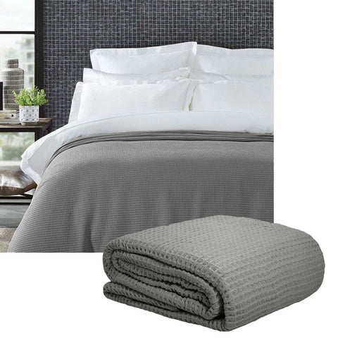 Living @ Home Cotton Waffle Blanket 350GSM - Charcoal, Queen