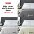 Living @ Home Cotton Waffle Blanket 350GSM - Charcoal, Queen