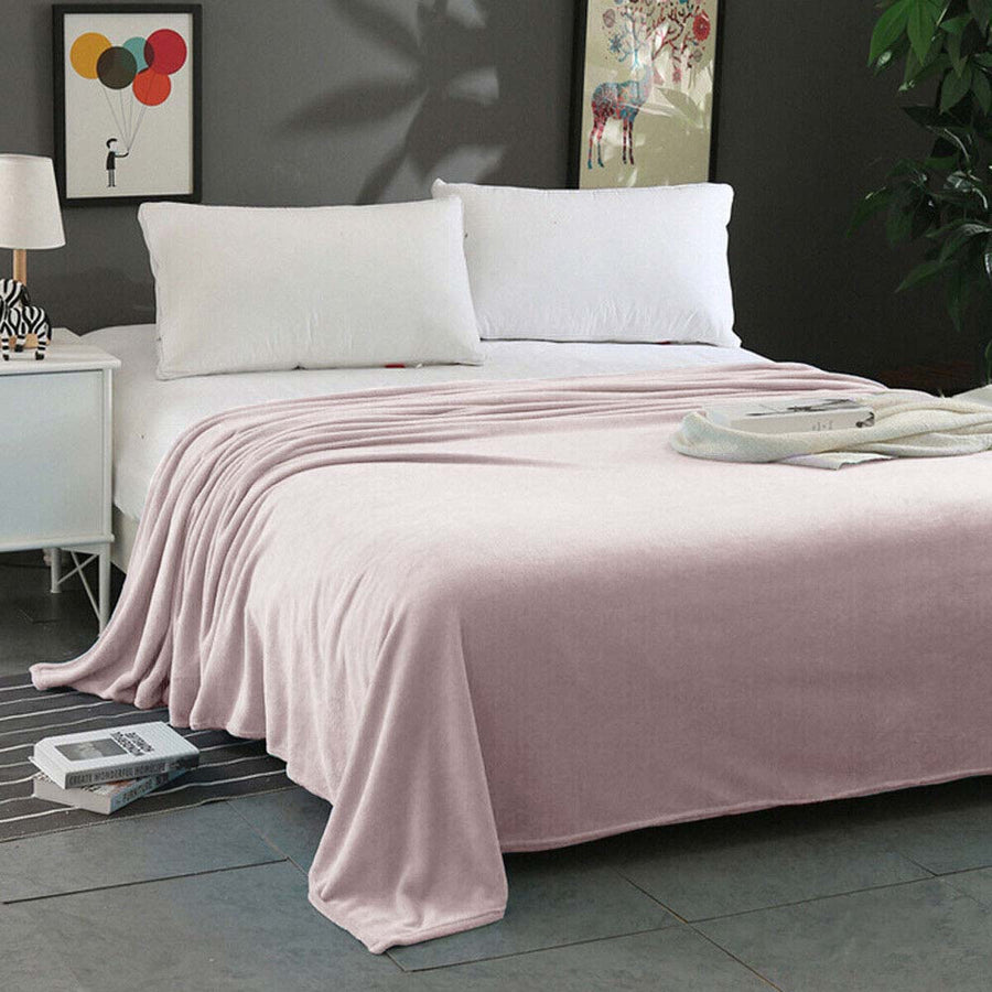 Premium Super Soft Micro Flannel Plush Blanket 300GSM - Blush, Queen