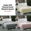 Premium Super Soft Micro Flannel Plush Blanket 300GSM - Cream, Queen