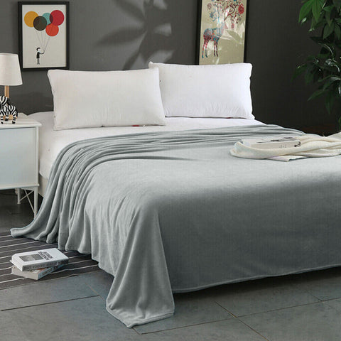 Premium Super Soft Micro Flannel Plush Blanket 300GSM - Grey, Queen