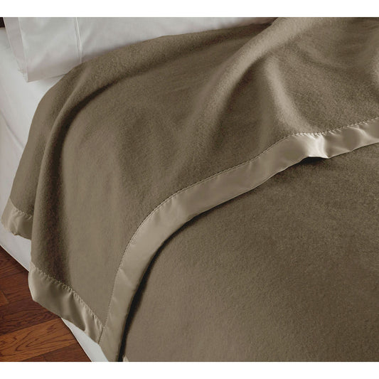 400GSM Luxury Wool Blanket Mocha - 240 x 255 cm, Solid Colour Design