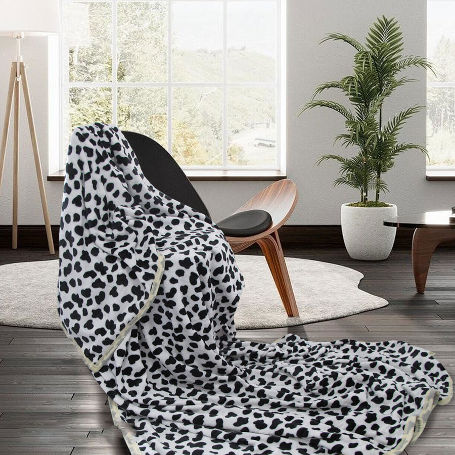 Premium Animal Pattern Soft Flannel Plush Blanket 300GSM - Dalmatian, 220 x 240cm