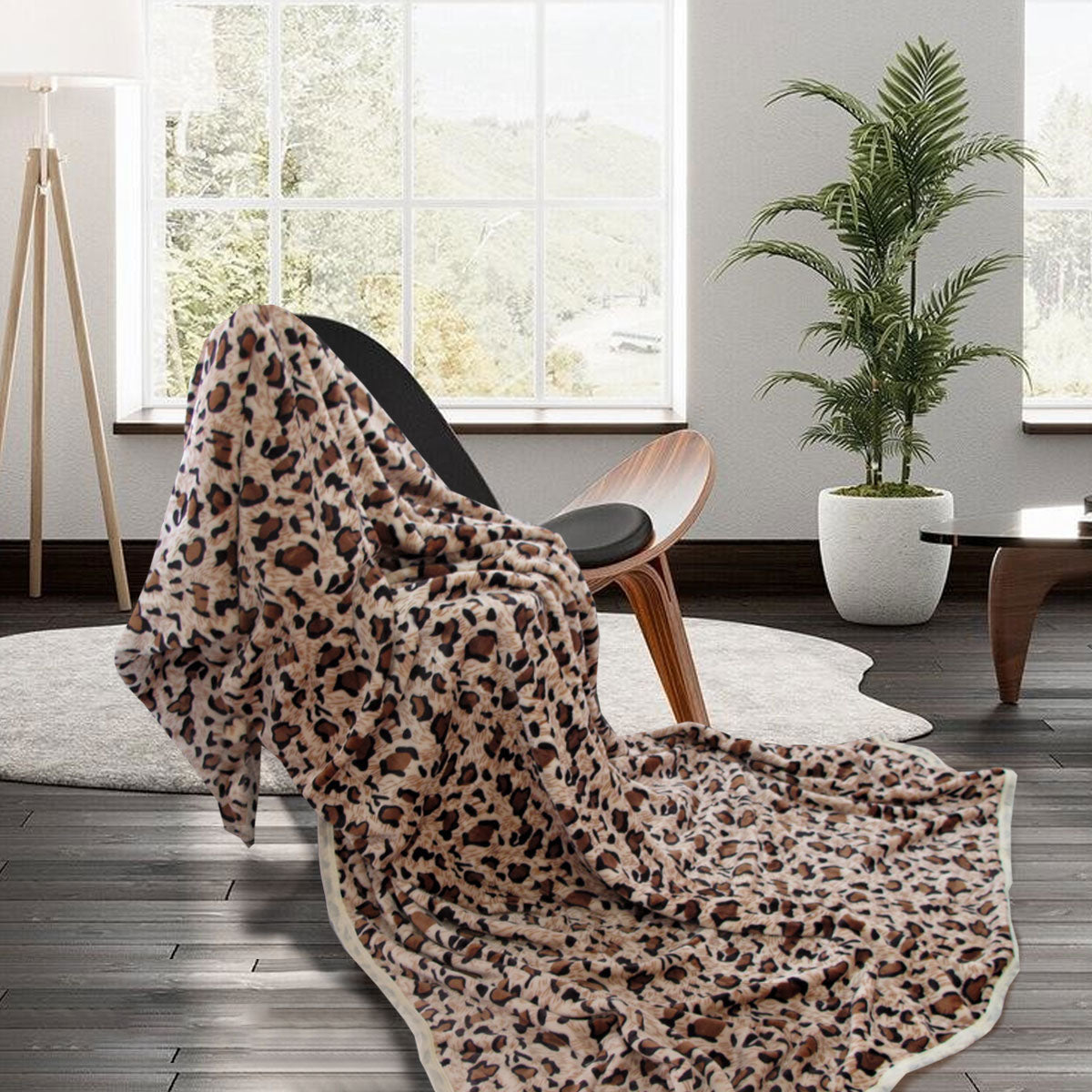 Premium Animal Pattern Soft Flannel Plush Blanket 300GSM - Leopard, 220 x 240cm