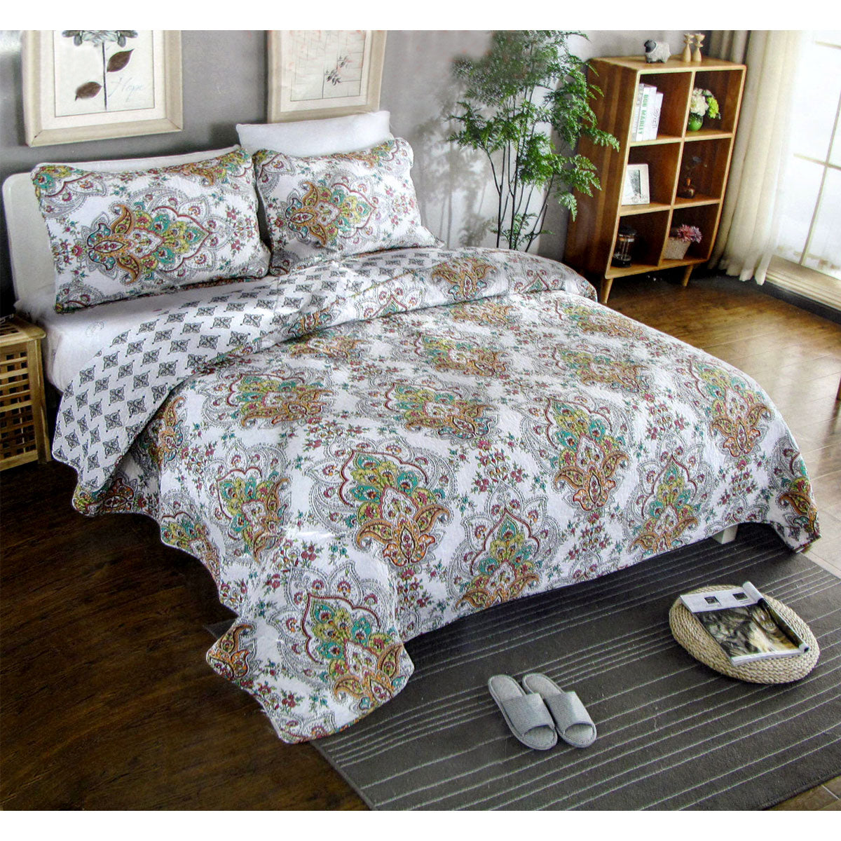 Abigail Queen 100% Cotton Lightly Quilted Coverlet Set - 230 x 250 cm - SuperSaverAU - view 1