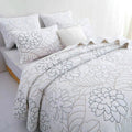 Premium Eliana Cotton Coverlet Set – Queen, Floral Quilting 3 Piece
