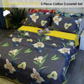 100% Cotton Lightly Quilted Coverlet Set Embroidered Orchid Queen 230x250 cm - SuperSaverAU - view 2