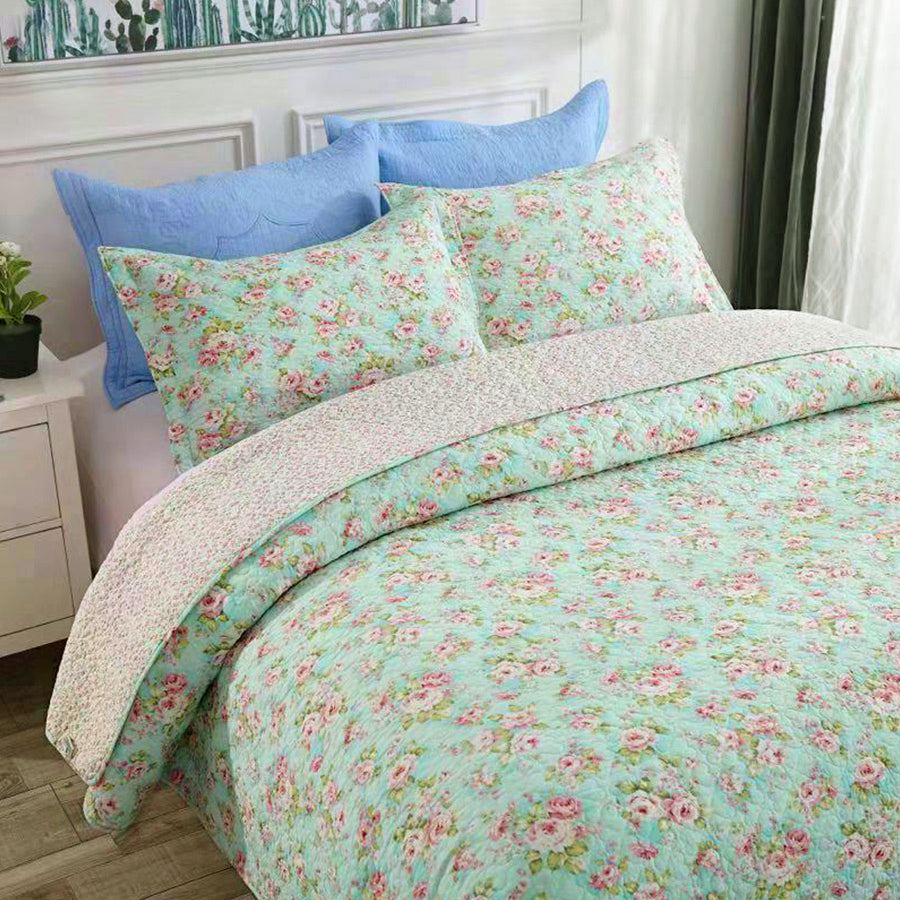 Premium Isabella Cotton Cover Lightly Quilted Coverlet Set - Multi, Queen