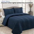 Premium Lewis Lightly Quilted Coverlet Set – Navy Queen