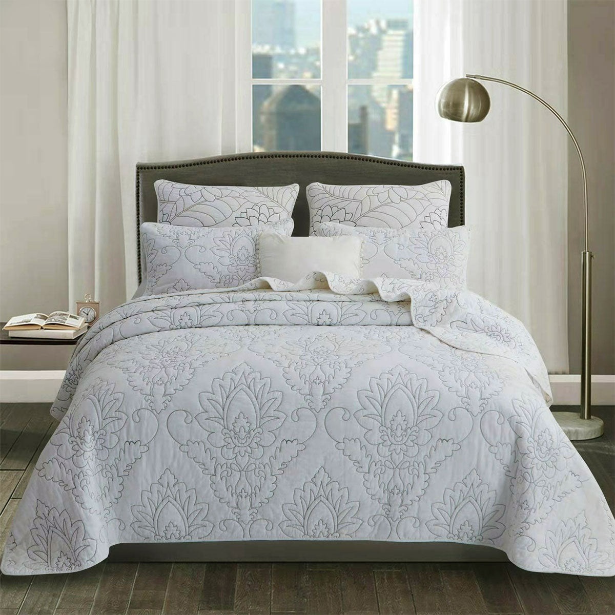 Majestic White 100% Cotton Lightly Quilted Coverlet Set Queen - 230x250 cm - SuperSaverAU - view 1