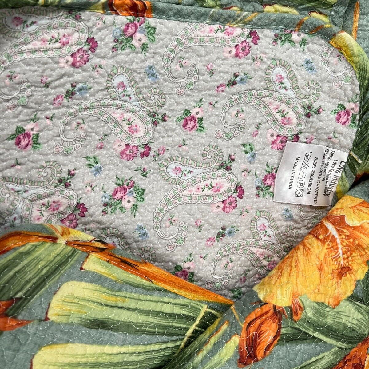 100% Cotton Lightly Quilted Coverlet Set Birds of Paradise Queen 230 x 250 cm - SuperSaverAU - view 2