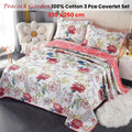 Premium Peacock Garden Cotton Lightly Quilted Coverlet Set - Pink, Queen