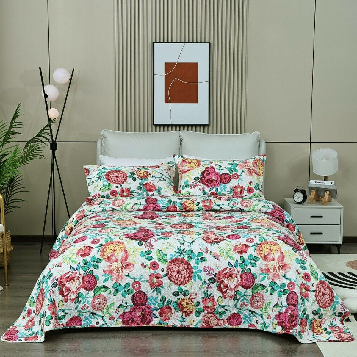 Premium Tongan Cotton Lightly Quilted Coverlet Set - Queen, 230 x 250cm