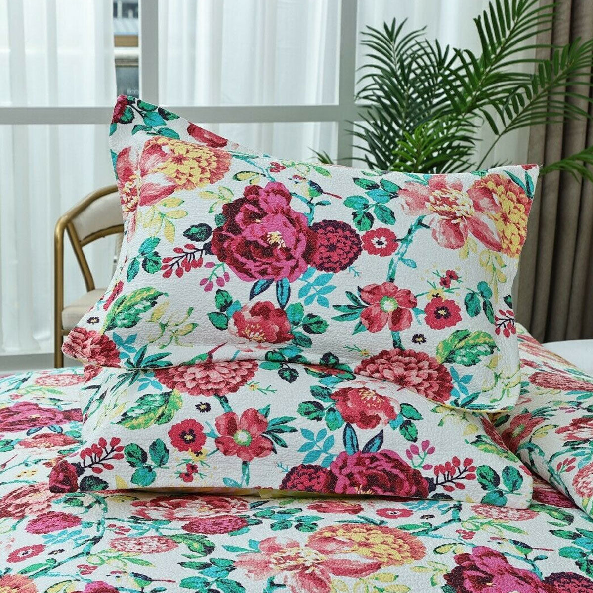 Premium Tongan Cotton Lightly Quilted Coverlet Set - Queen, 230 x 250cm