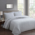 Premium Unity Cotton Lightly Quilted Coverlet Set - Silver, Queen