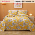 Premium Vibrante Cotton Coverlet Set – Yellow Queen, Floral Quilting