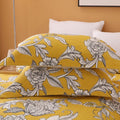 Premium Vibrante Cotton Coverlet Set – Yellow Queen, Floral Quilting