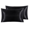 Premium Satin Pillowcases with Envelope Closure - Black, Standard, 2 Pack