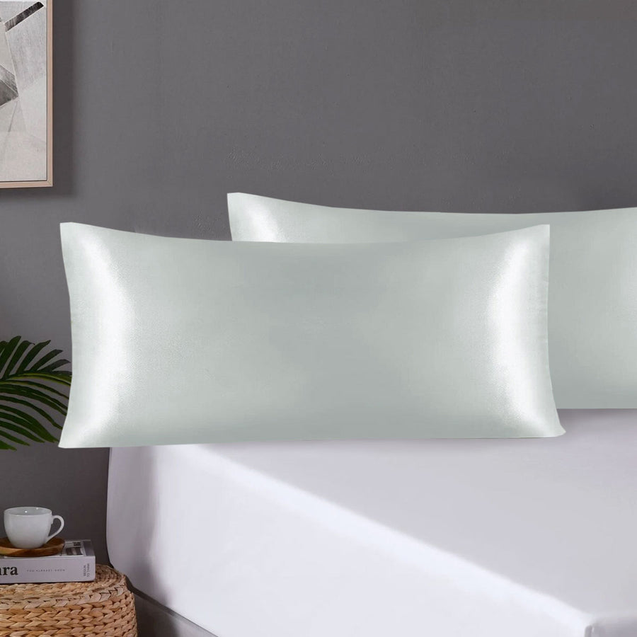 Premium Satin Pillowcases with Envelope Closure - Grey, King, 2 Pack