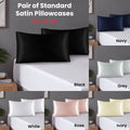 Premium Satin Pillowcases with Envelope Closure - Navy, Standard, 2 Pack