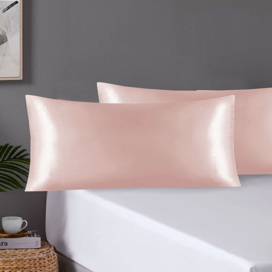 Premium Satin Pillowcases with Envelope Closure - Rose, King, 2 Pack