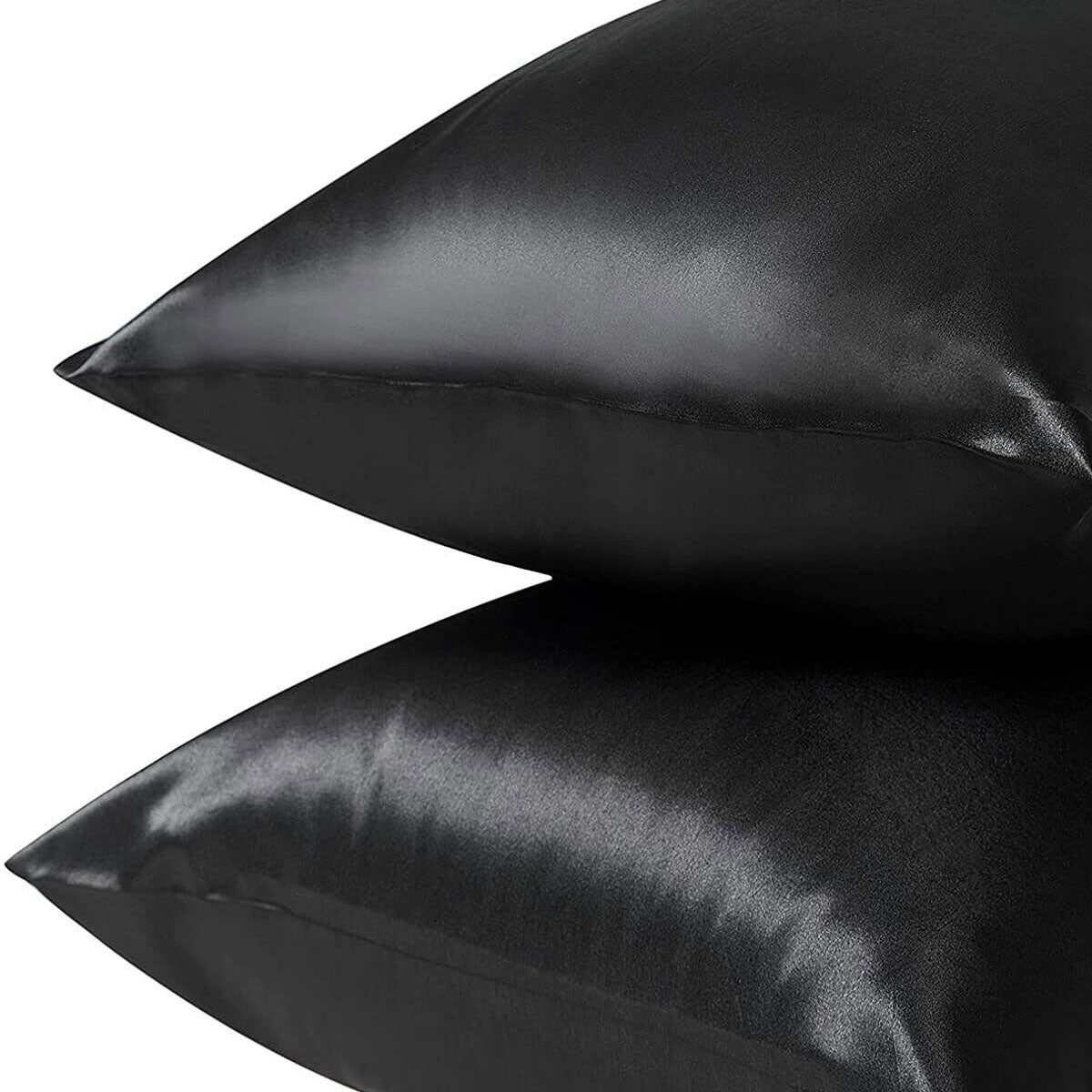 Premium Satin Pillowcases with Envelope Closure - White, Standard, 2 Pack