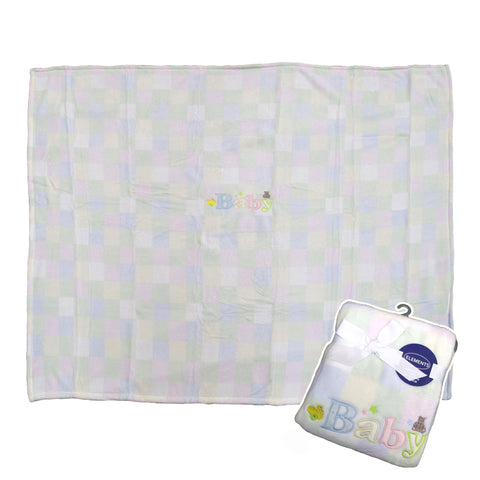 Elements Embroidery Baby Coral Fleece Blanket Cot Size 110 x 140 cm - Soft Touch - SuperSaverAU - view 1