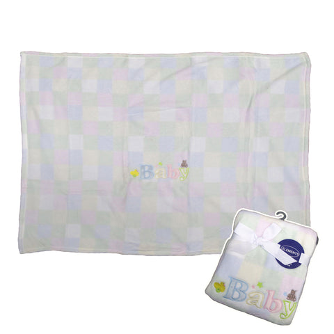 Elements Embroidery Baby Coral Fleece Blanket 75 x 100 cm - Soft Touch, Printed Design - SuperSaverAU - view 1