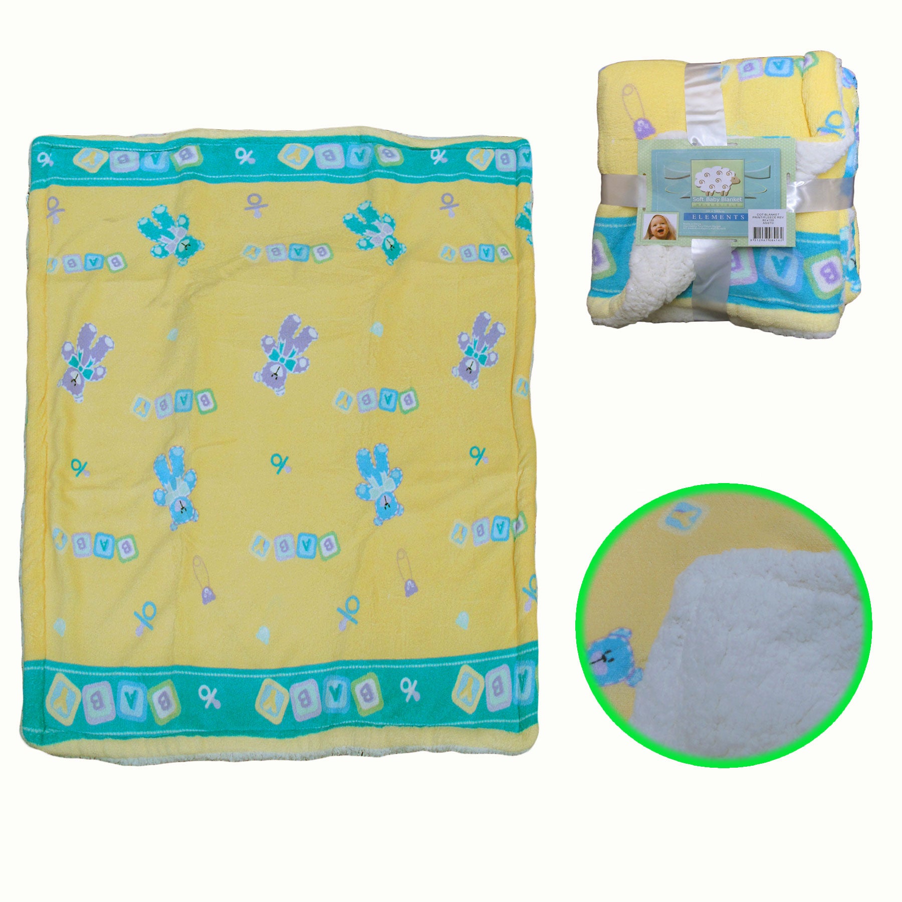 Elements Soft Coral Fleece Baby Blanket 80 x 100 cm - Cute Bear Design - SuperSaverAU - view 1
