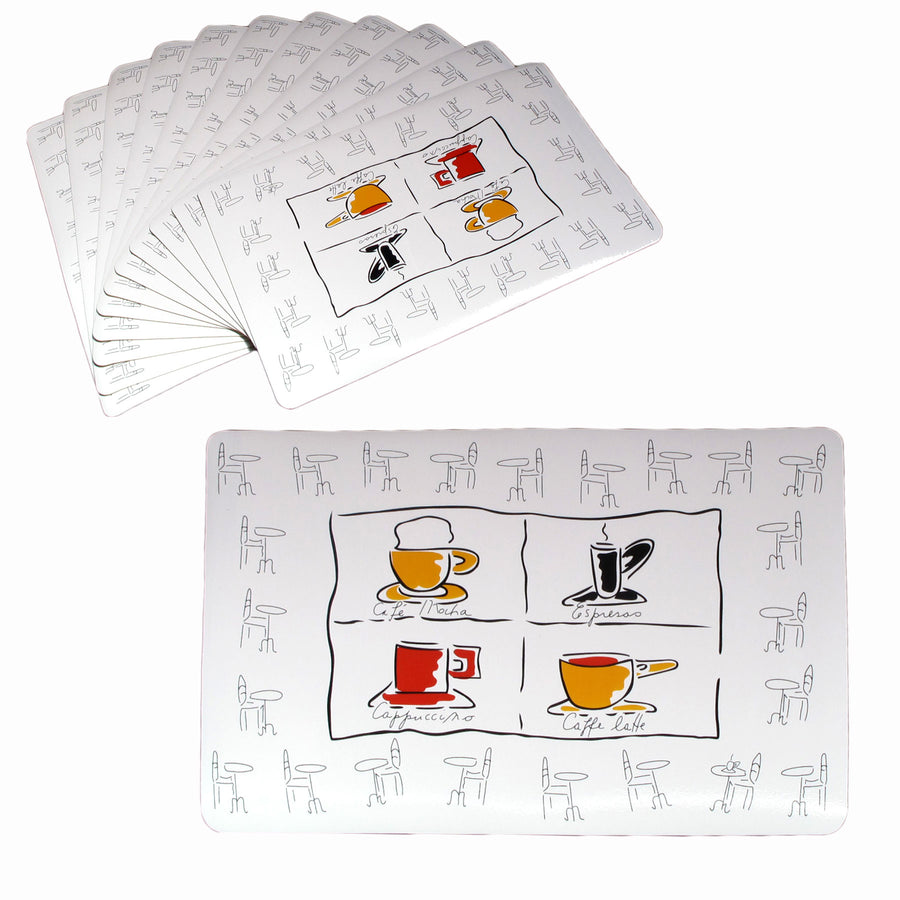 Set of 12 PVC Easy Care Placemats - Flocking Design 43 x 28 cm - SuperSaverAU - view 1