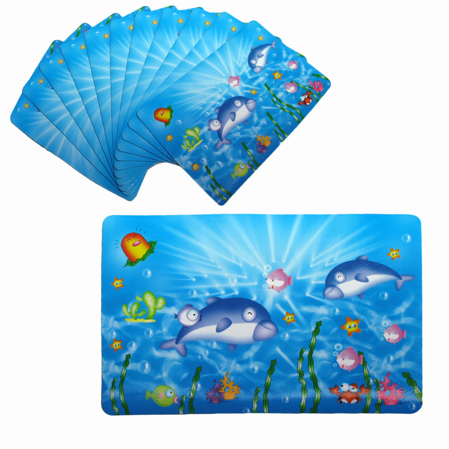 Dolphin Love Set of 12 PVC Easy Care Placemats 43 x 28 cm Flocking Design - SuperSaverAU - view 1
