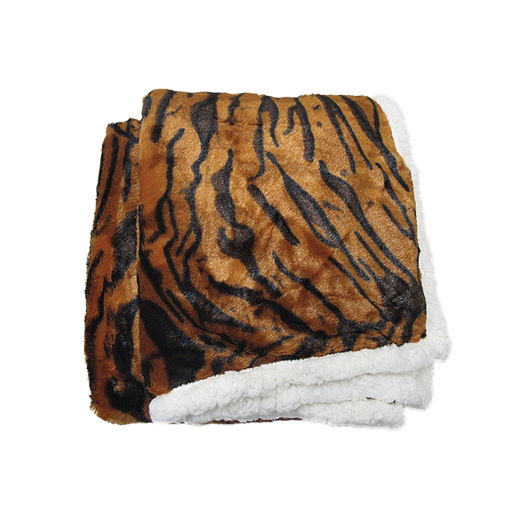 Luxury Faux Fur Reversible Throw Rug - Tiger - 127 x 152 cm - Machine Washable - SuperSaverAU - view 1