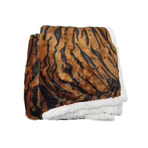 Luxury Faux Fur Reversible Throw Rug - Tiger - 127 x 152 cm - Machine Washable - SuperSaverAU - view 1