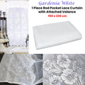 Premium Gardenia Lace Curtain with Attached Valance - White, 150 x 230cm