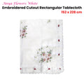 Premium Anya Flowers Embroidered Cutout Tablecloth - White, 152 x 228cm