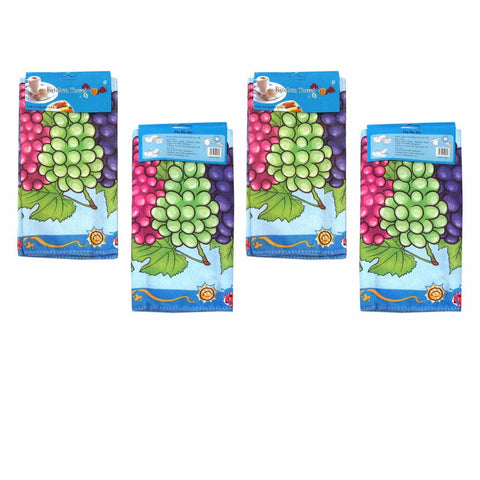 Set of 4 Microfibre Printed Kithen Towels 40 x 60 cm Grapes - SuperSaverAU - view 1