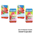 Set of 4 Microfibre Printed Kithen Towels 40 x 60 cm Sweet Cupcakes - SuperSaverAU - view 2