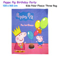 Premium Peppa Pig Birthday Party Polar Fleece Throw Rug - 130 x 160cm