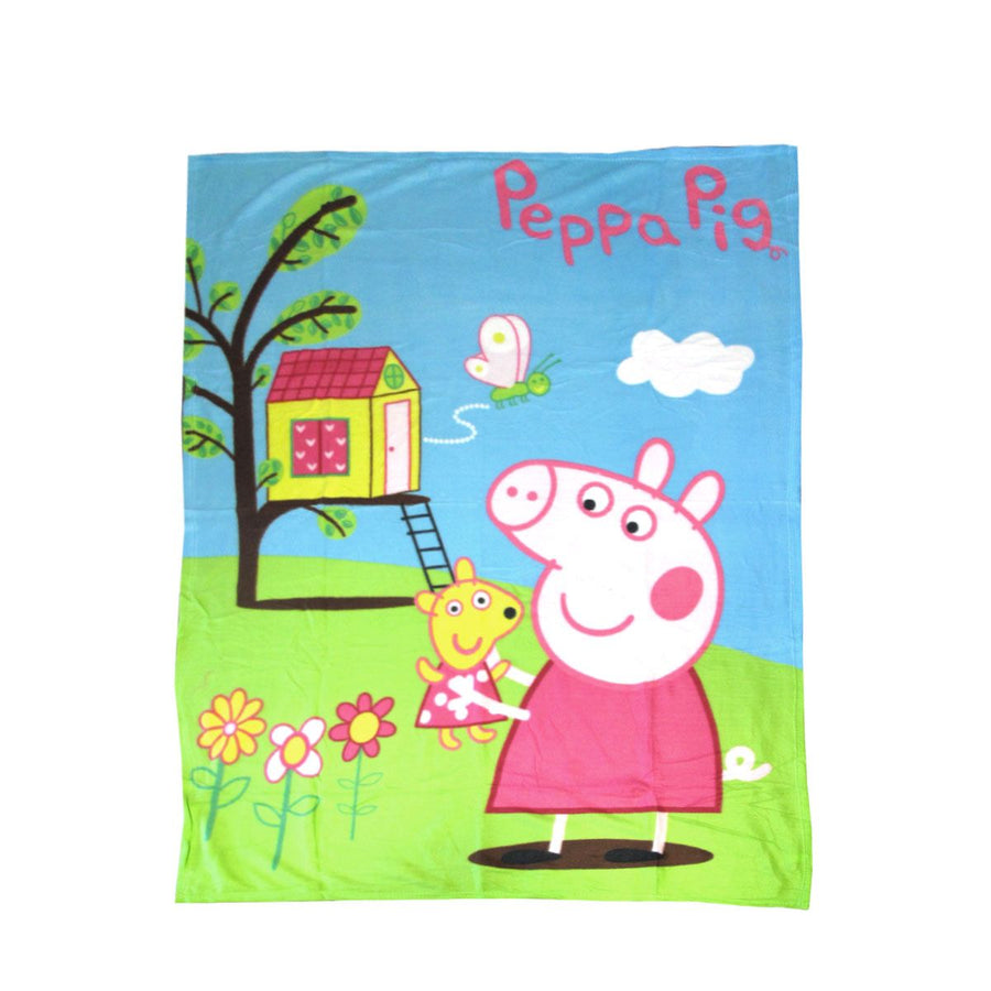 Peppa Pig Tree House Printed Polar Fleece Throw Rug 130 x 160 cm - SuperSaverAU - view 1