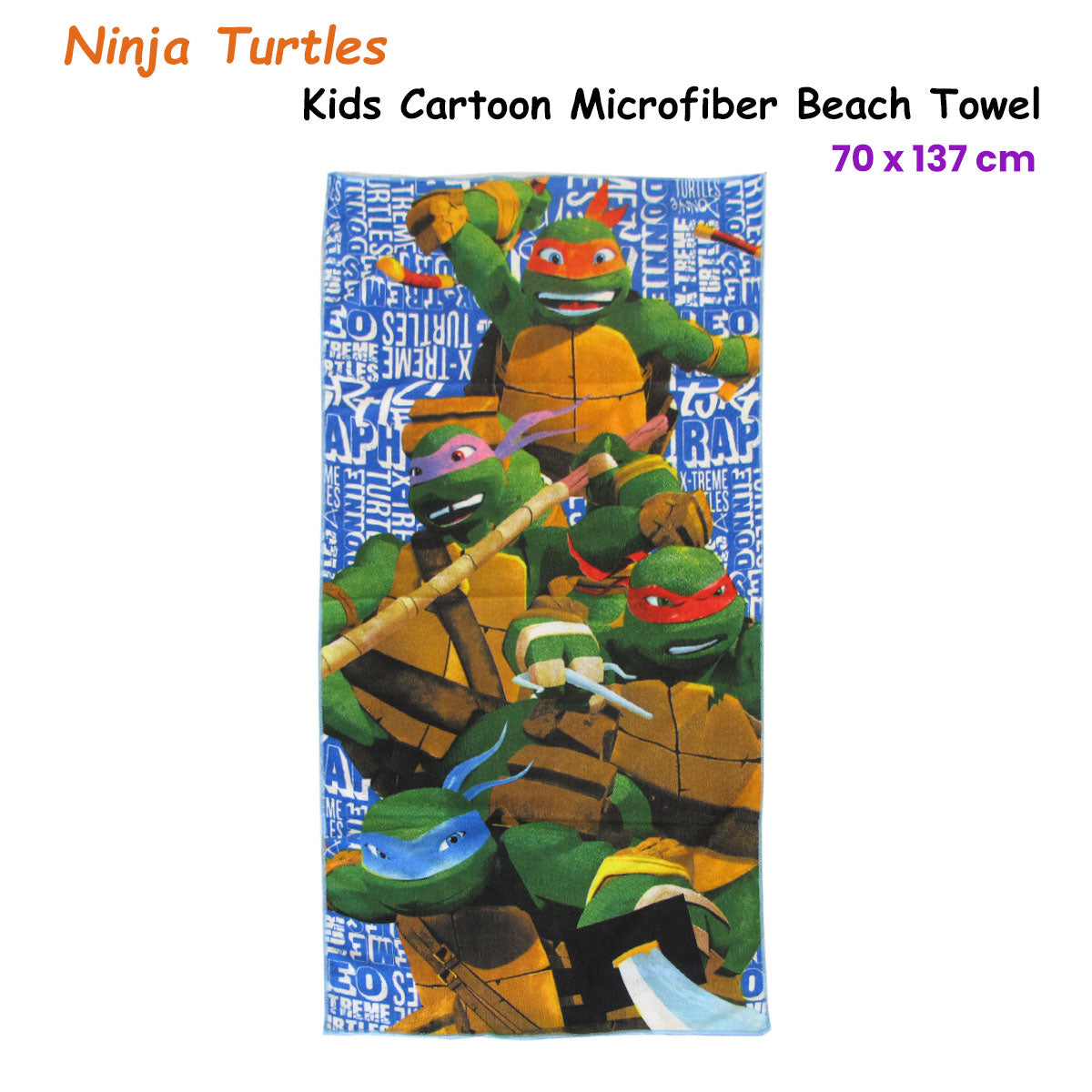 Bloomington Ninja Turtles Microfibre Beach Towel - 70 x 137cm