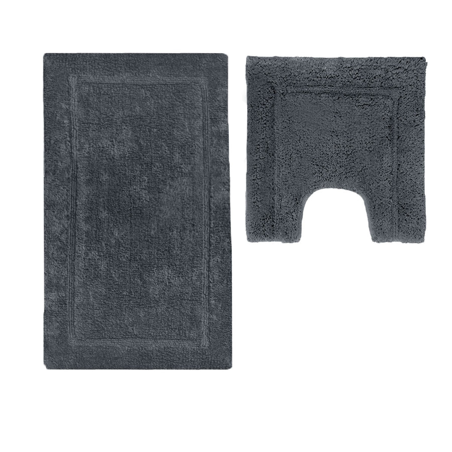 Premium Axel Cotton Bath Mat Set with 2200GSM Feel - Charcoal, 2 Piece