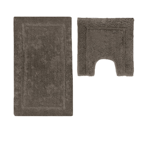 Premium Axel Cotton Bath Mat Set with 2200GSM Feel - Chocolate, 2 Piece