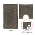 Premium Axel Cotton Bath Mat Set with 2200GSM Feel - Chocolate, 2 Piece