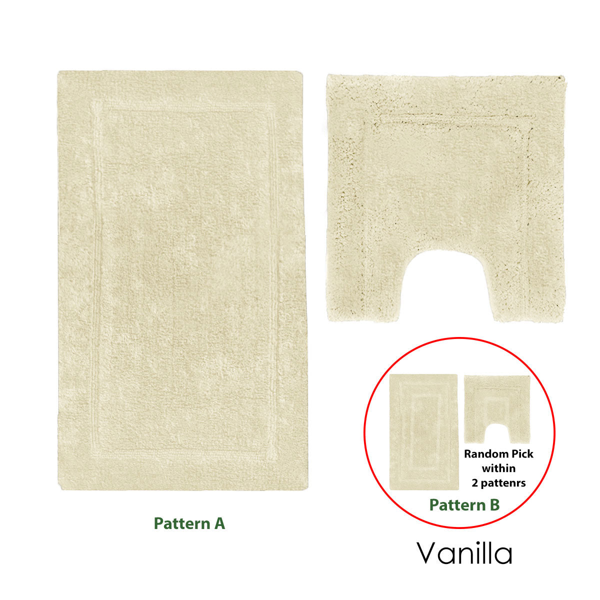 Premium Axel Cotton Bath Mat Set with 2200GSM Feel - Vanilla, 2 Piece