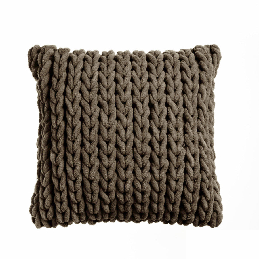 Premium Cable Appliqued Filled Cushion - Expresso, 45 x 45cm