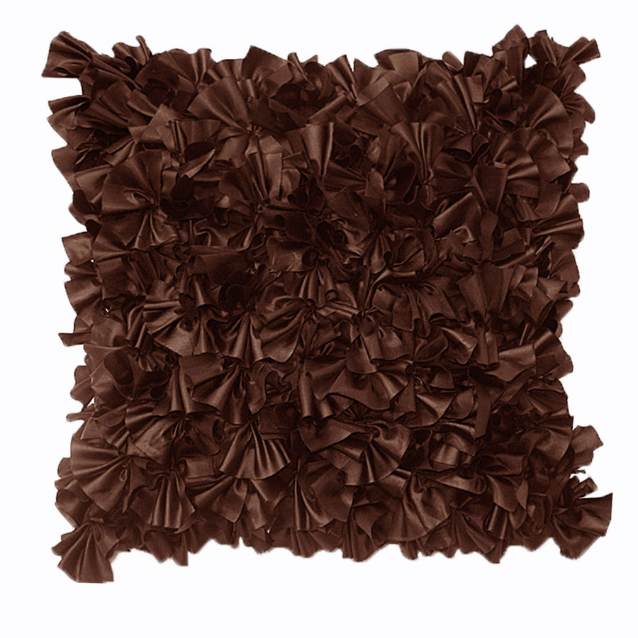 Premium Sapphire Filled Cushion with Ruffle Detail - Chocolate, 43 x 43cm