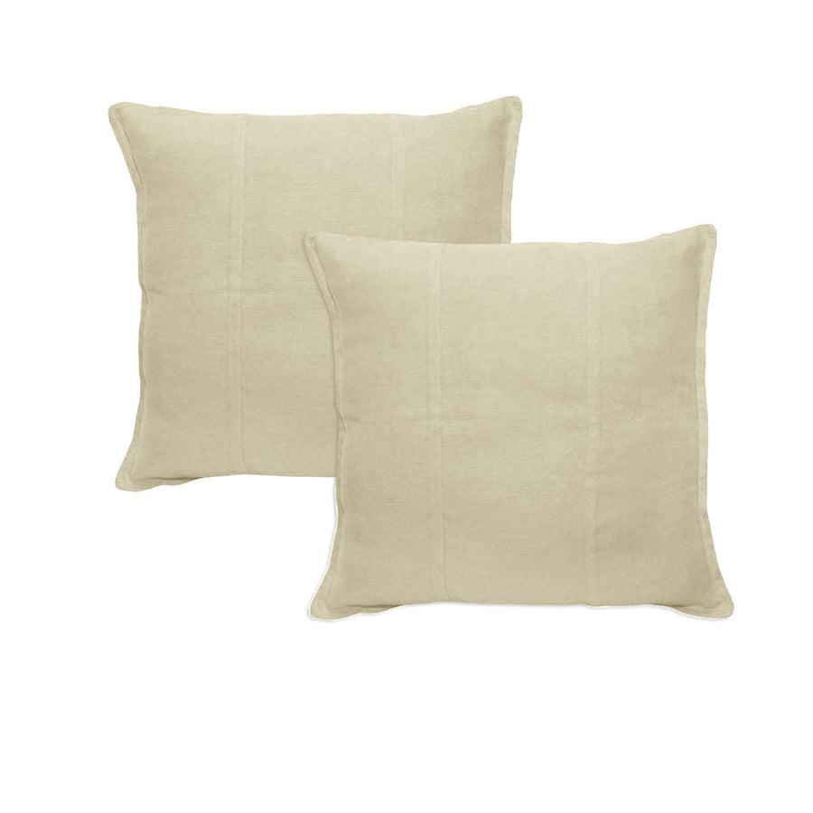 Pure Linen European Pillowcases 60x60 cm - Cream, Solid Colour Design, Set of 2 - SuperSaverAU - view 1