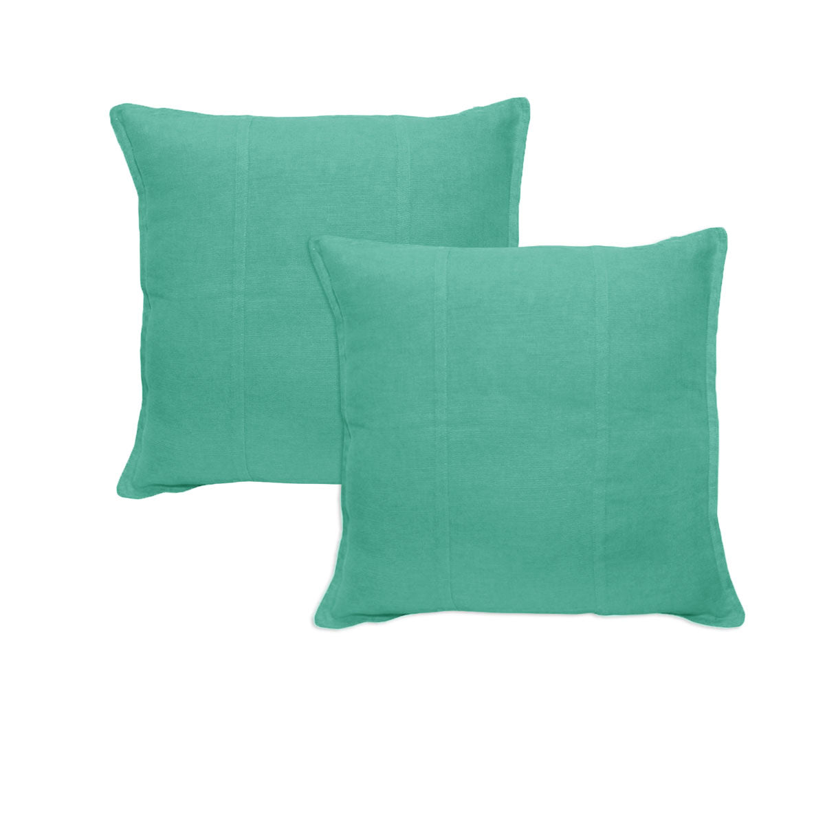 Pure Linen European Pillowcases 60x60 cm - Light Teal, Solid Colour Design, 2 Pack - SuperSaverAU - view 1