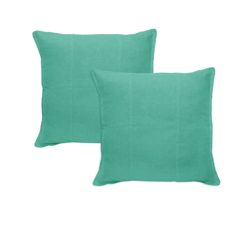 Pure Linen European Pillowcases 60x60 cm - Light Teal, Solid Colour Design, 2 Pack - SuperSaverAU - view 1