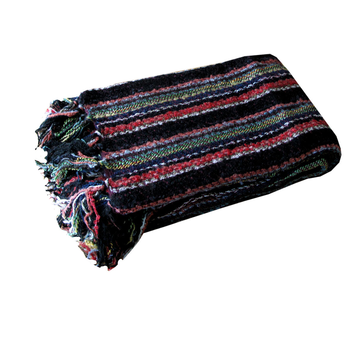 Liam Acrylic Knitted Throw Rug with Fringe 127 x 152 cm - Taupe, Burgundy - SuperSaverAU - view 1